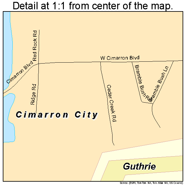 Cimarron City, Oklahoma road map detail