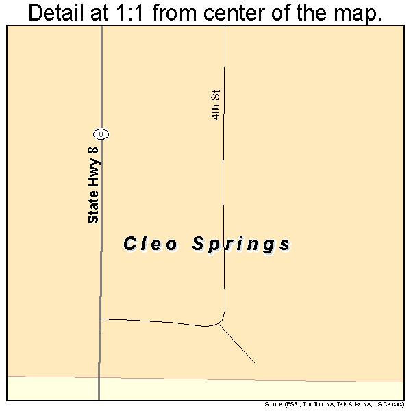 Cleo Springs, Oklahoma road map detail