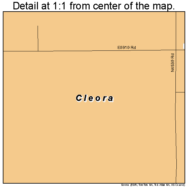 Cleora, Oklahoma road map detail