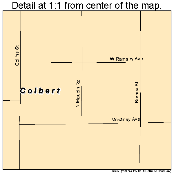 Colbert, Oklahoma road map detail
