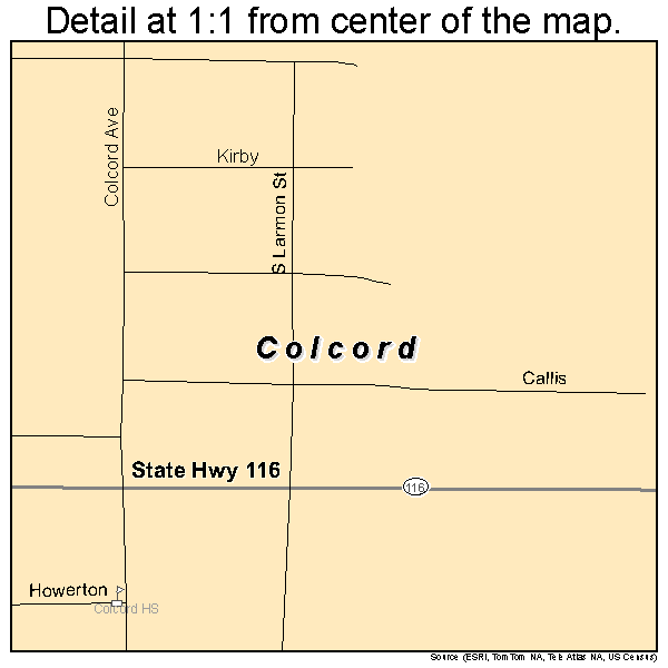 Colcord, Oklahoma road map detail