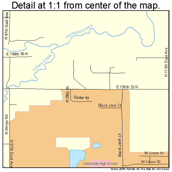 Collinsville, Oklahoma road map detail