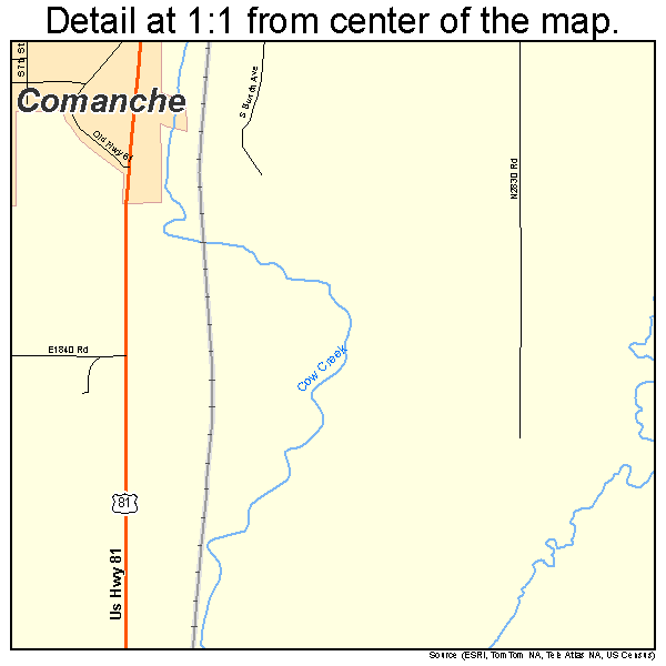 Comanche, Oklahoma road map detail