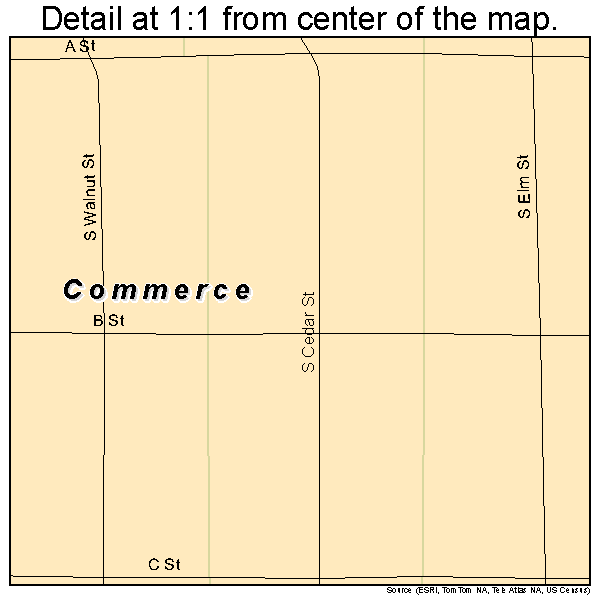 Commerce, Oklahoma road map detail