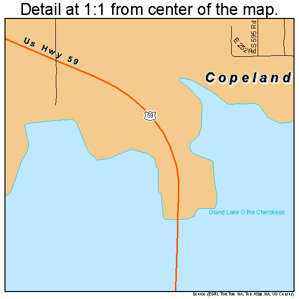 Copeland, Oklahoma road map detail