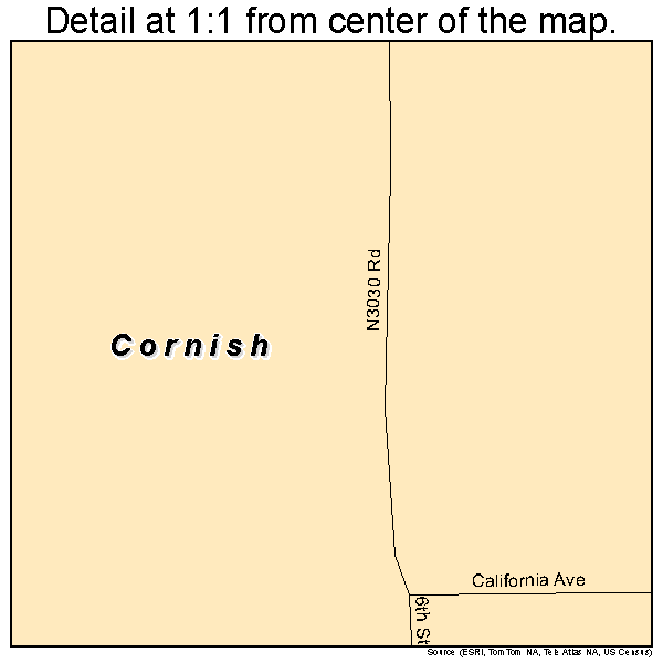 Cornish, Oklahoma road map detail