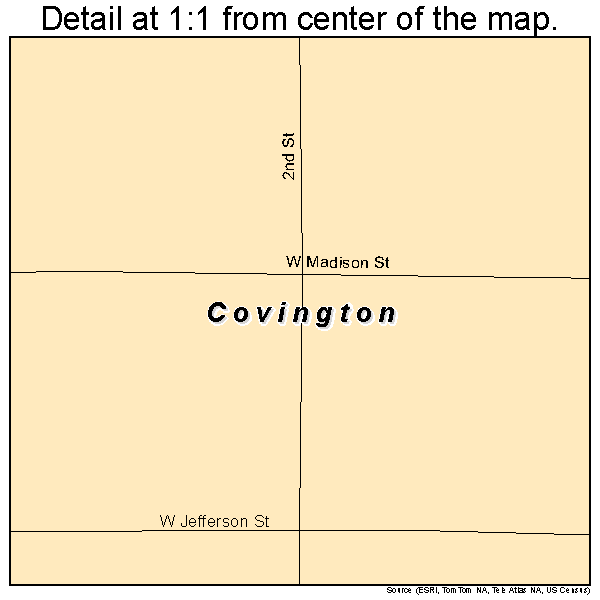 Covington, Oklahoma road map detail