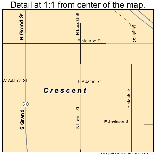 Crescent, Oklahoma road map detail