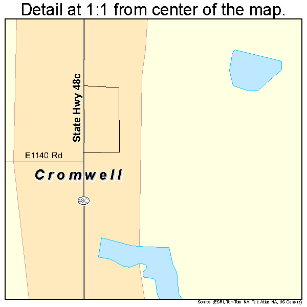Cromwell, Oklahoma road map detail