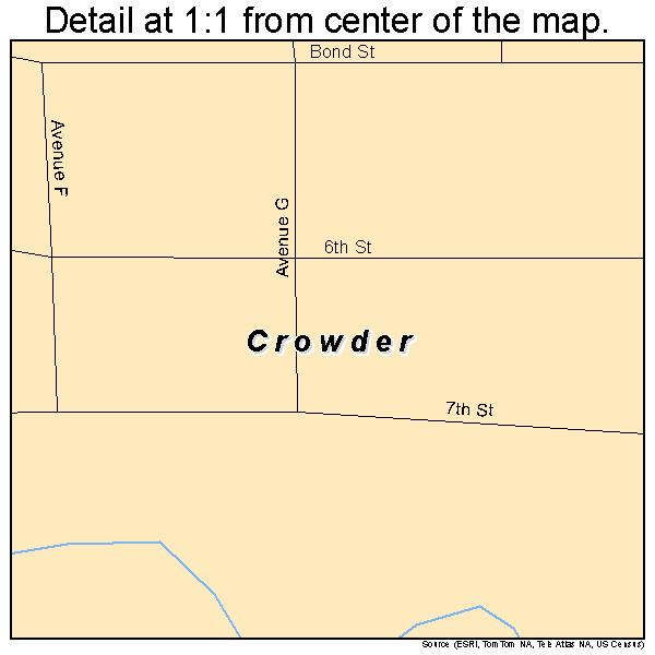 Crowder, Oklahoma road map detail