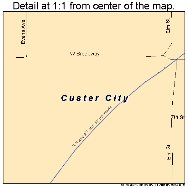 Custer City, Oklahoma road map detail