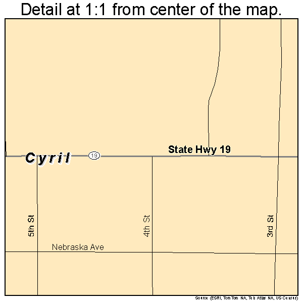 Cyril, Oklahoma road map detail