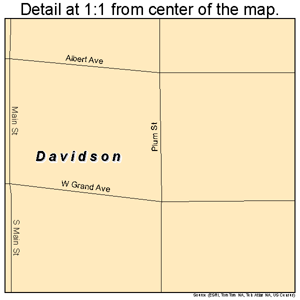 Davidson, Oklahoma road map detail