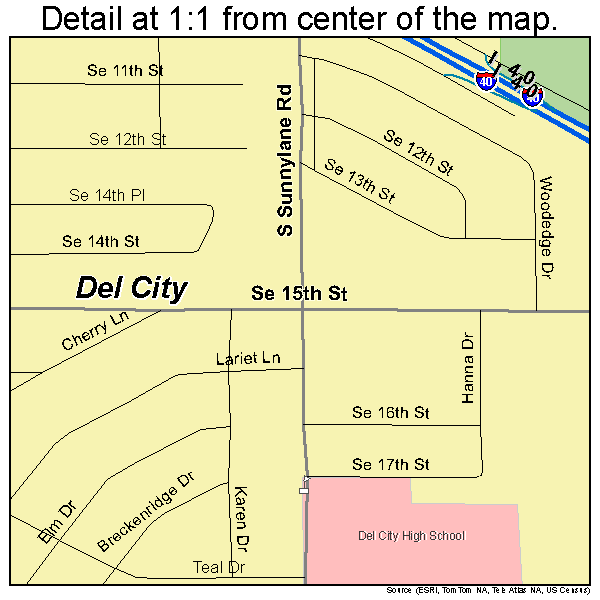 Del City, Oklahoma road map detail