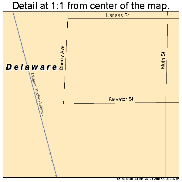 Delaware, Oklahoma road map detail