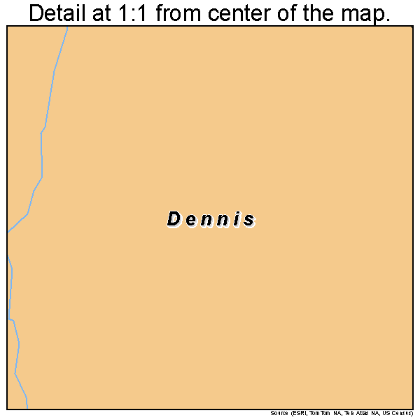 Dennis, Oklahoma road map detail