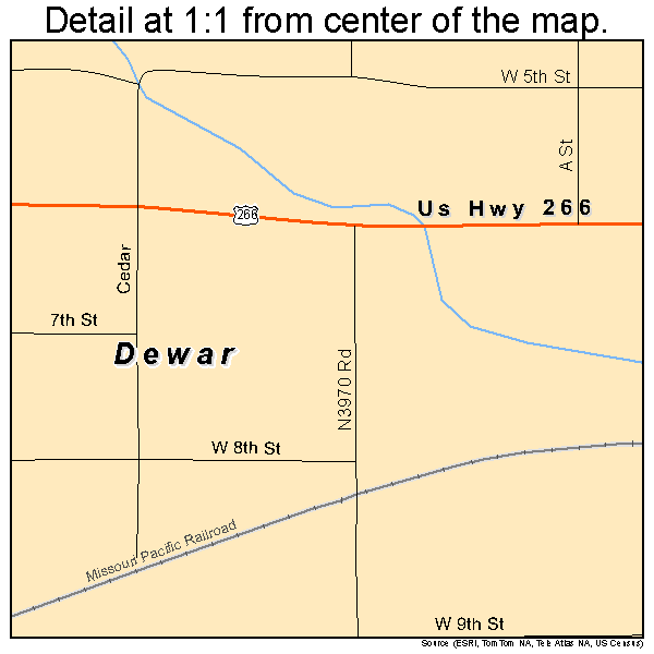 Dewar, Oklahoma road map detail