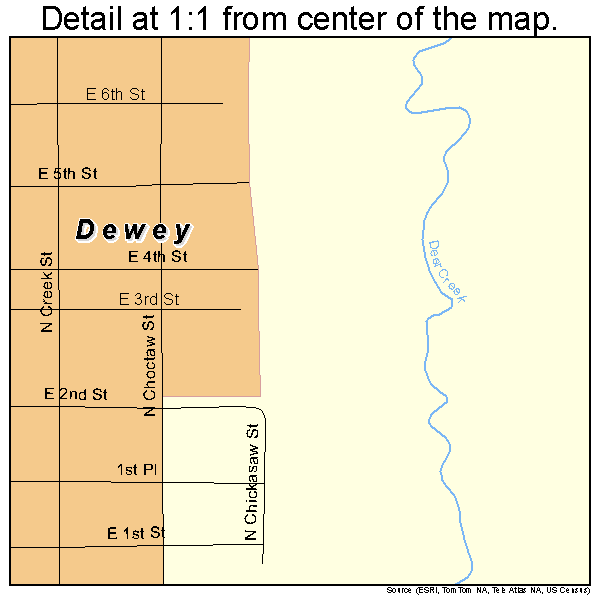 Dewey, Oklahoma road map detail