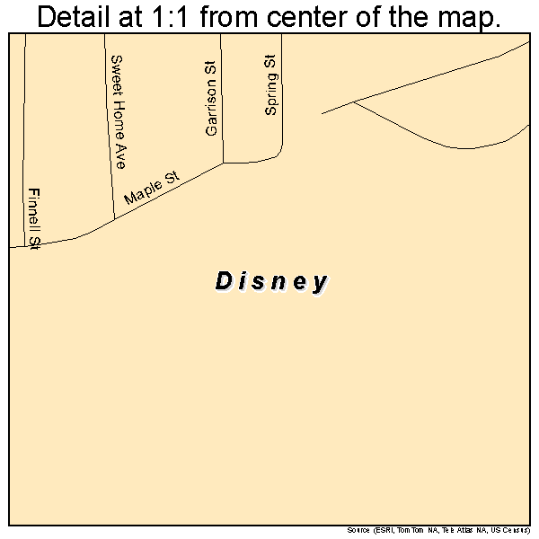 Disney, Oklahoma road map detail