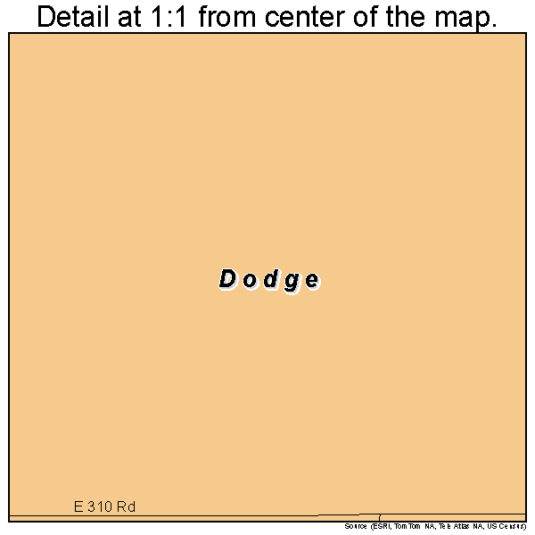 Dodge, Oklahoma road map detail