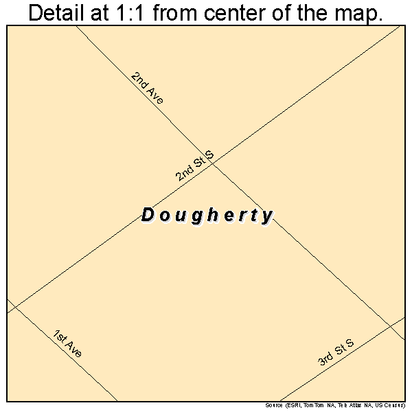 Dougherty, Oklahoma road map detail