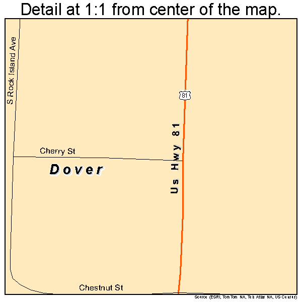 Dover, Oklahoma road map detail