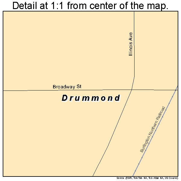 Drummond, Oklahoma road map detail