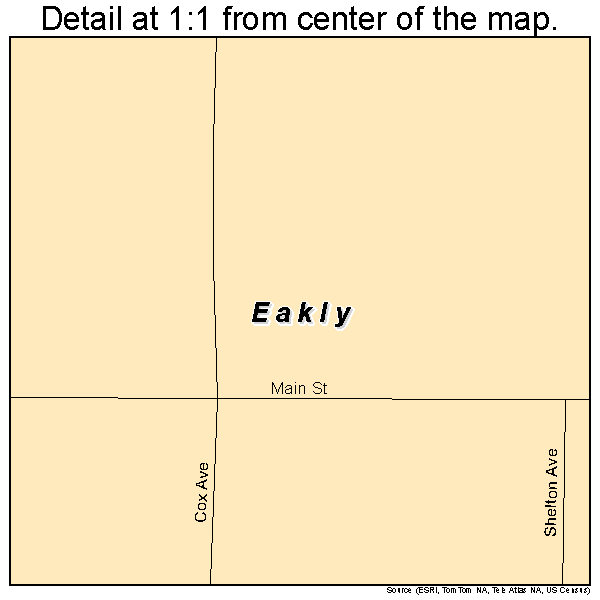 Eakly, Oklahoma road map detail