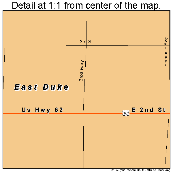 East Duke, Oklahoma road map detail