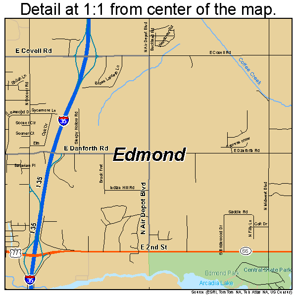 Edmond, Oklahoma road map detail