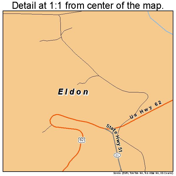 Eldon, Oklahoma road map detail