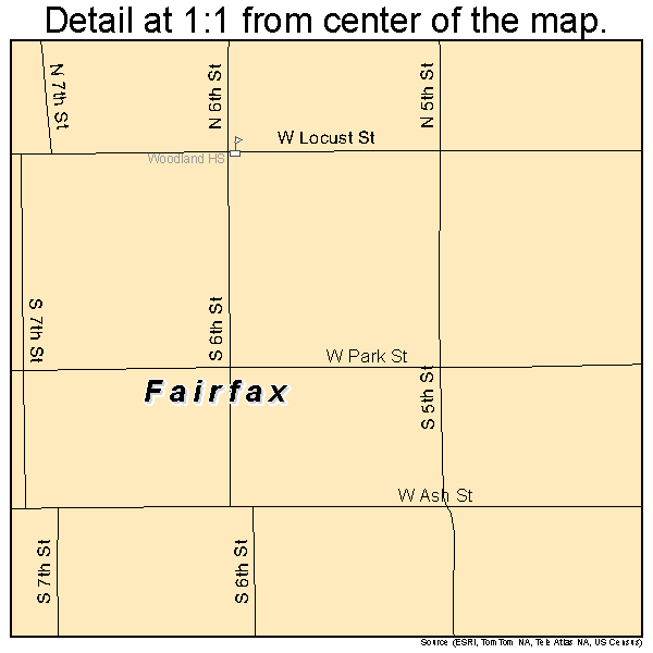 Fairfax, Oklahoma road map detail