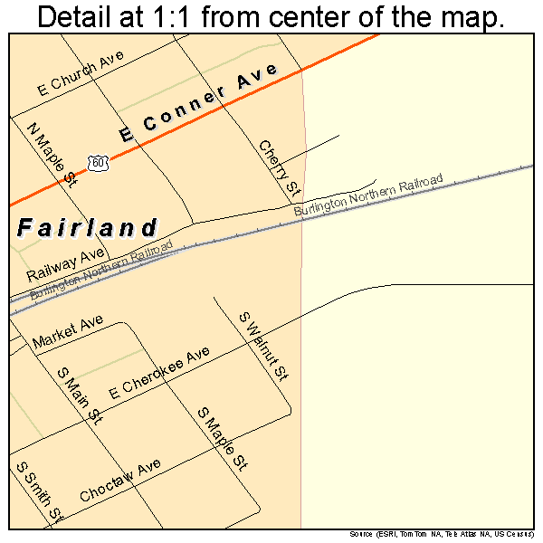 Fairland, Oklahoma road map detail