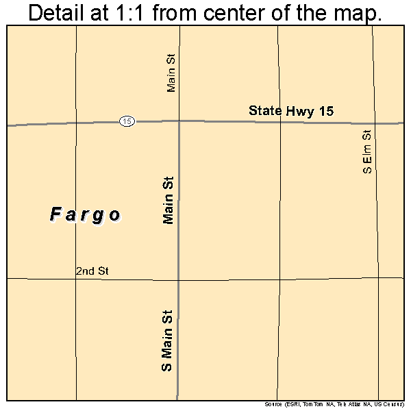 Fargo, Oklahoma road map detail
