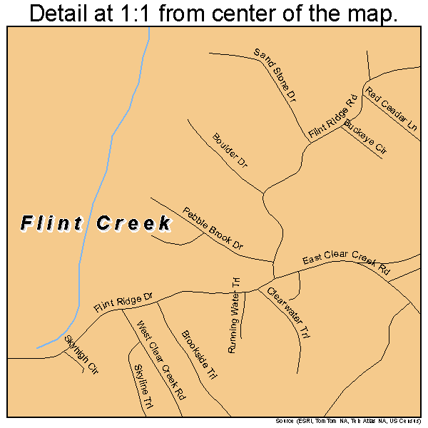 Flint Creek, Oklahoma road map detail