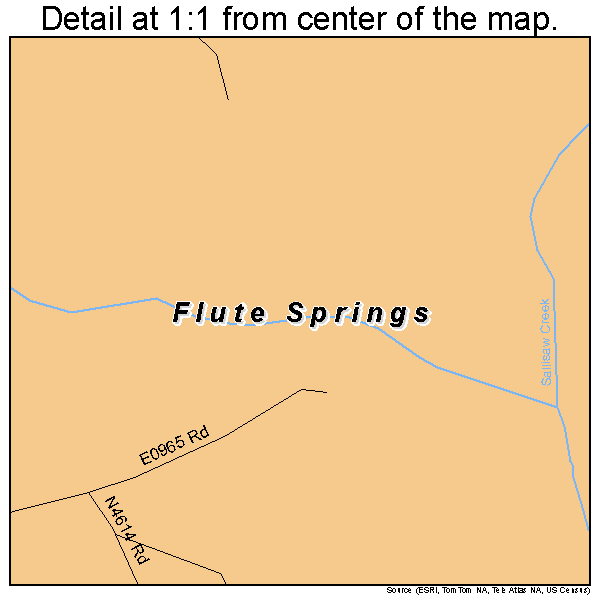 Flute Springs, Oklahoma road map detail