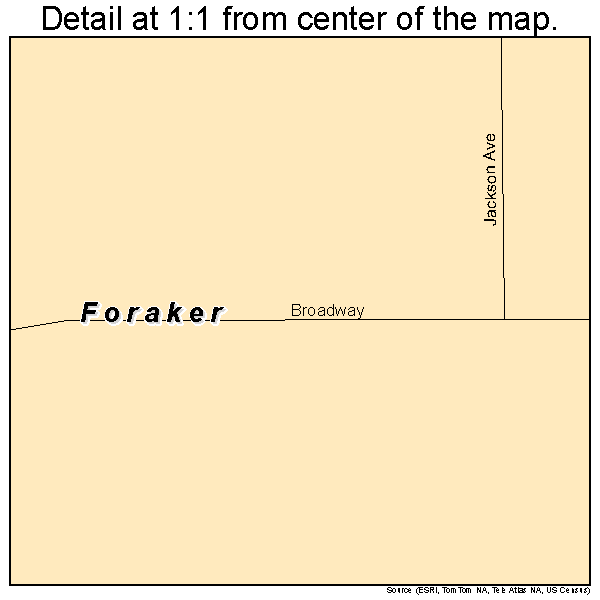 Foraker, Oklahoma road map detail