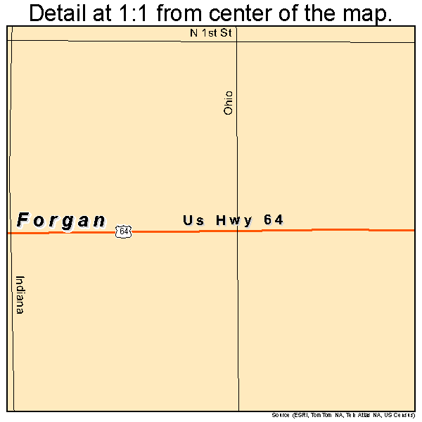 Forgan, Oklahoma road map detail