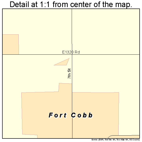 Fort Cobb, Oklahoma road map detail