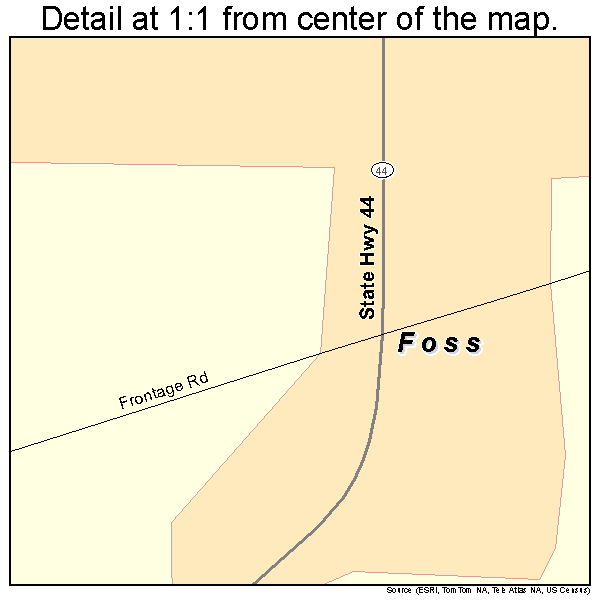 Foss, Oklahoma road map detail