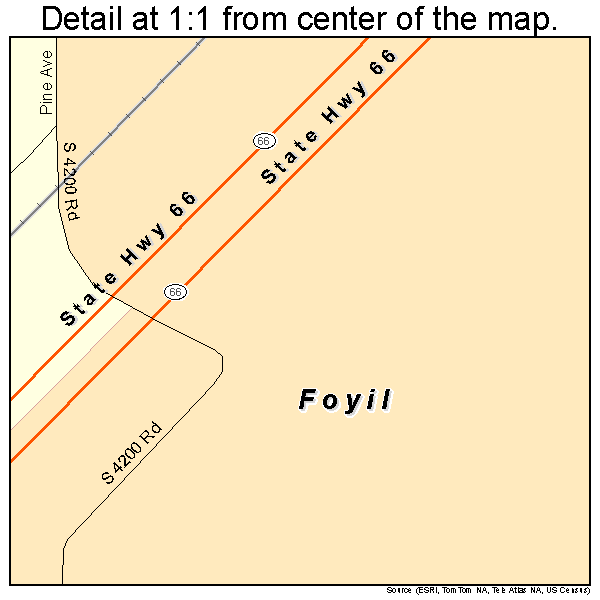 Foyil, Oklahoma road map detail