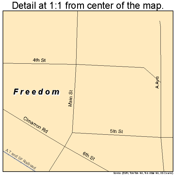 Freedom, Oklahoma road map detail