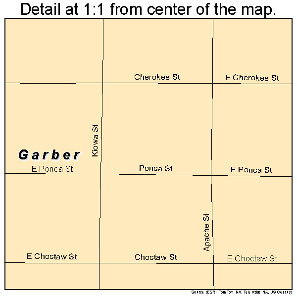 Garber, Oklahoma road map detail