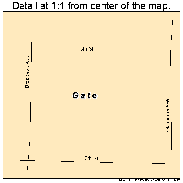 Gate, Oklahoma road map detail