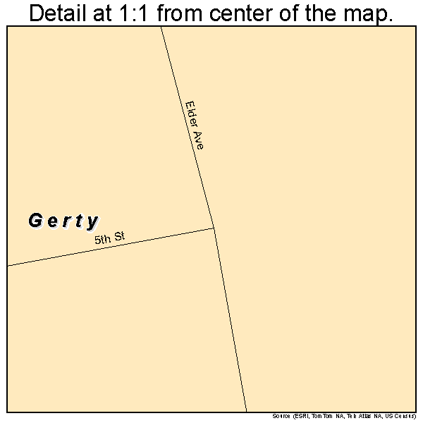 Gerty, Oklahoma road map detail