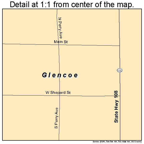 Glencoe, Oklahoma road map detail