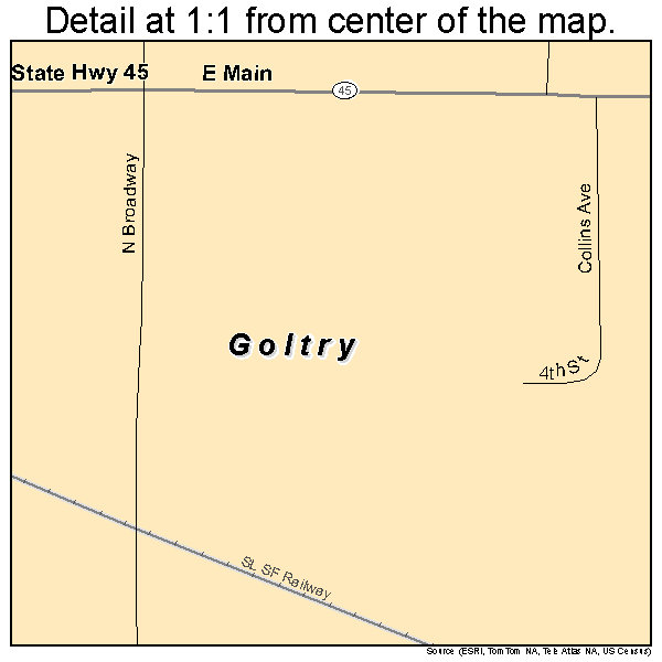 Goltry, Oklahoma road map detail