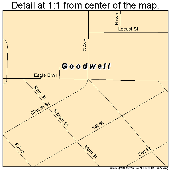 Goodwell, Oklahoma road map detail