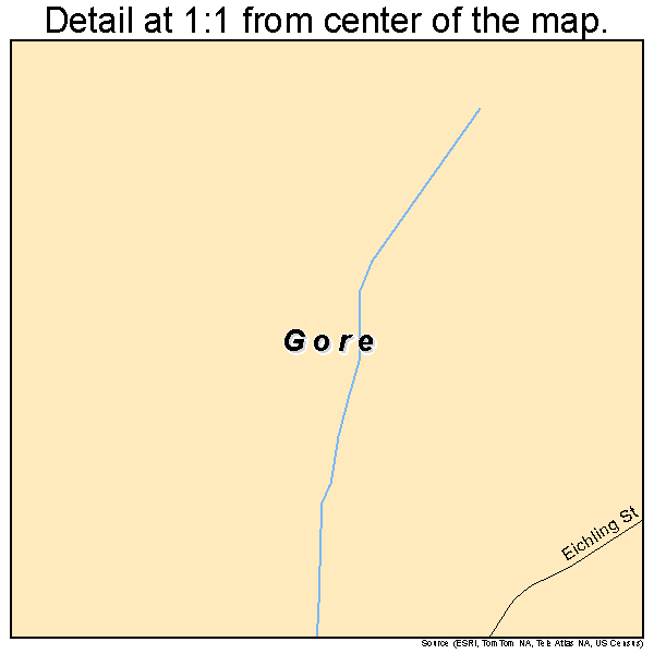 Gore, Oklahoma road map detail