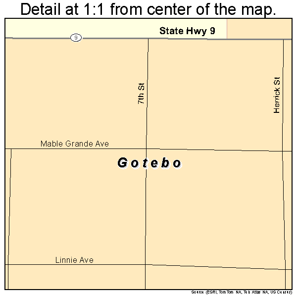 Gotebo, Oklahoma road map detail